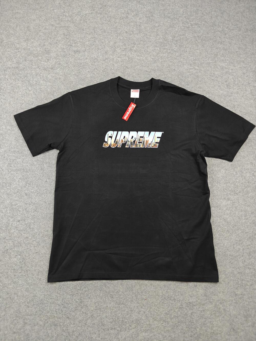 Supreme Shirt Mens Medium Black Skyline Logo Graphic Tee Preshrunk Cotton New